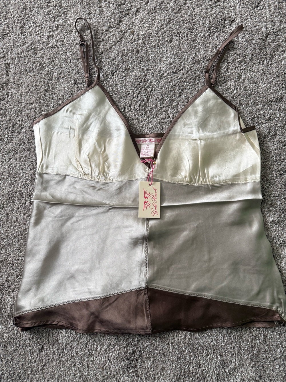 Silky Two-Tone Ivory and Brown Camisole